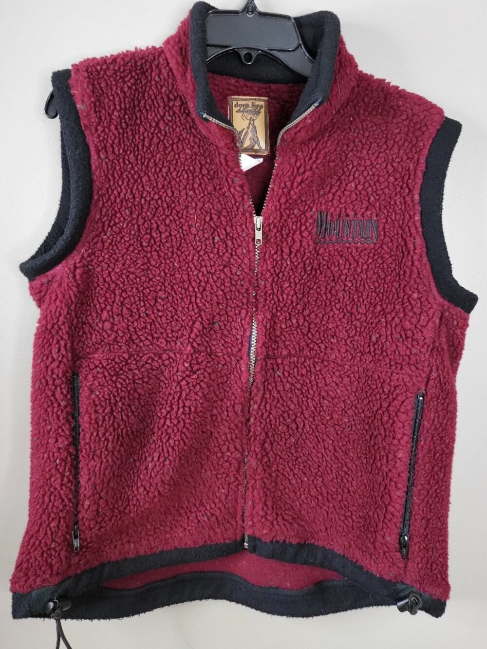 Vintage Mammoth Mountain Burgundy Sherpa Fleece Vest Full Zip Size S Ski Après